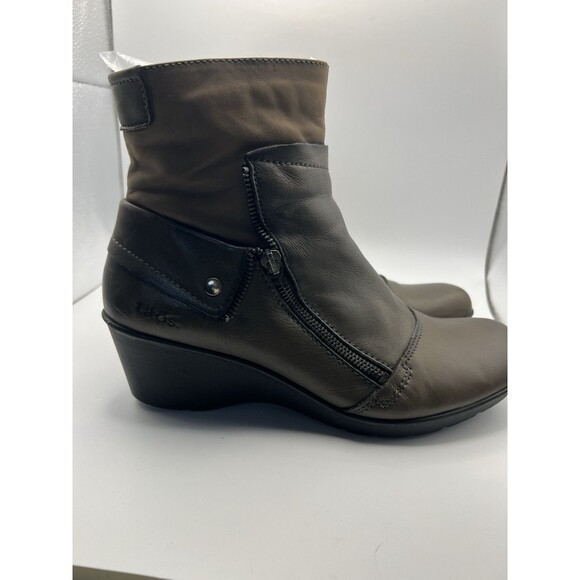 Taos ankle BOOTS Sz 9.5 EU40 Whats Happening Graphite Grey Wedge Zip boho casual - Picture 3 of 14